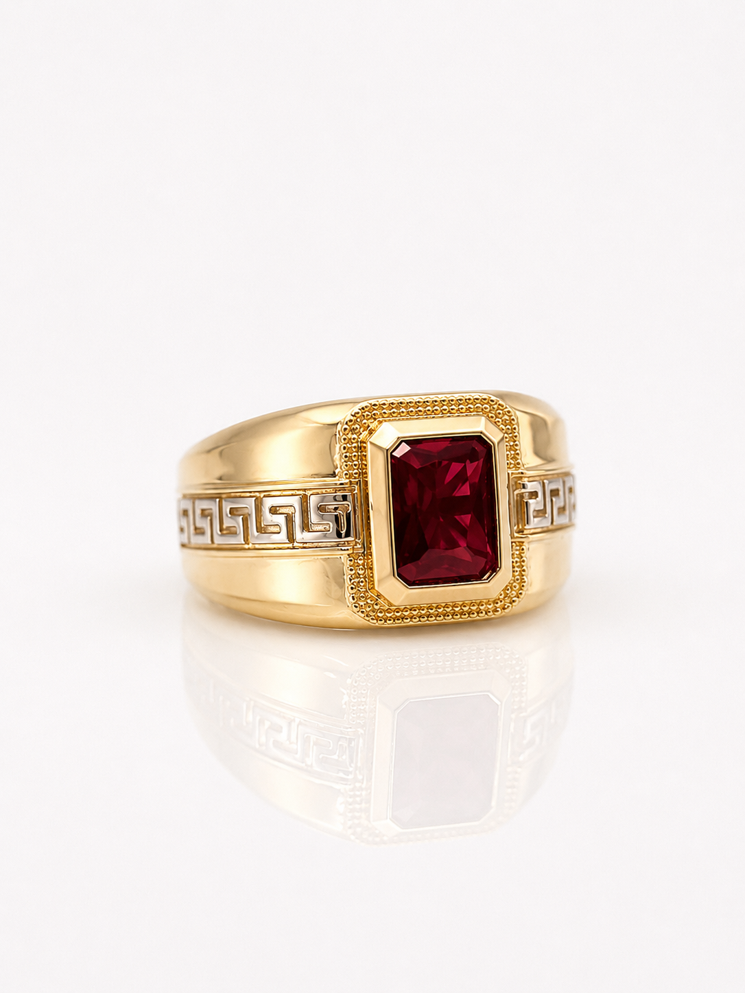 10K Gold Men’s Ring - Red Stone