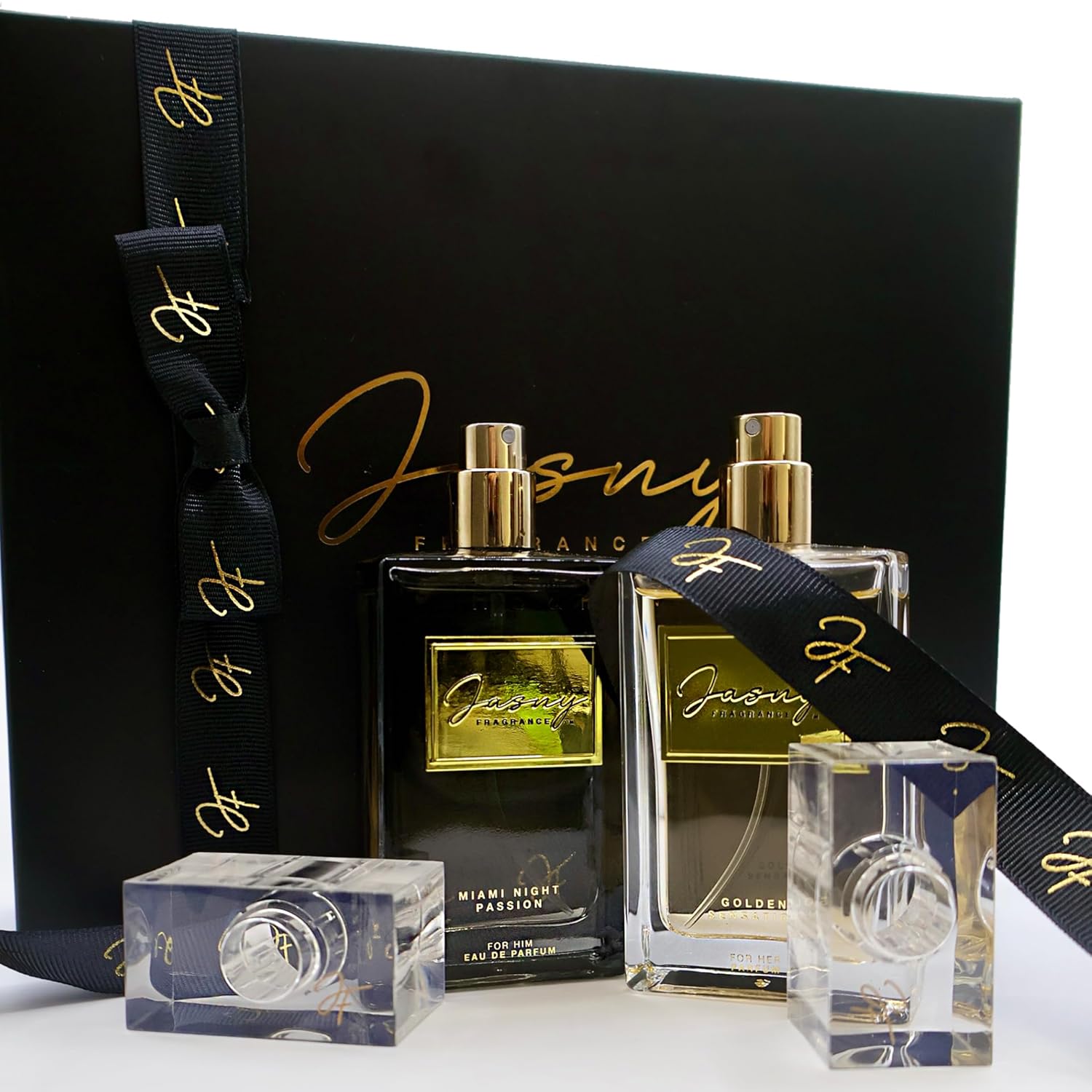 Jasny Fragrance Miami Night Passion & Golden Sensation Perfume Set – Fragrances for Him & Her (50ml each)
