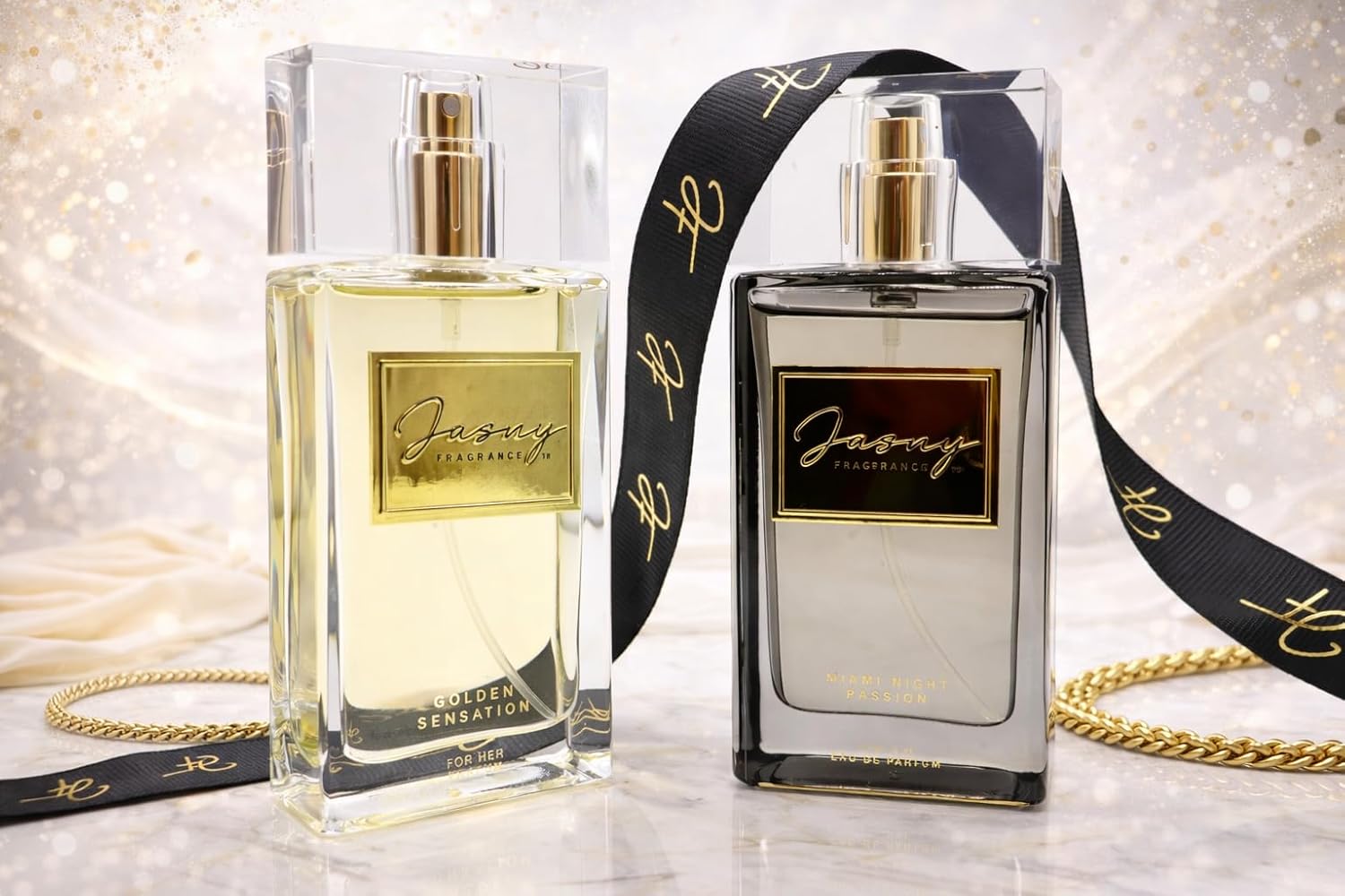 Jasny Fragrance Miami Night Passion & Golden Sensation Perfume Set – Fragrances for Him & Her (50ml each)