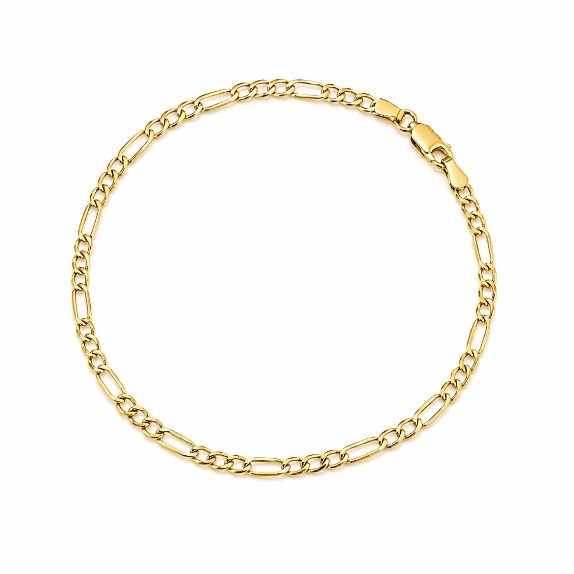 14K Gold Figaro Bracelet (3mm)