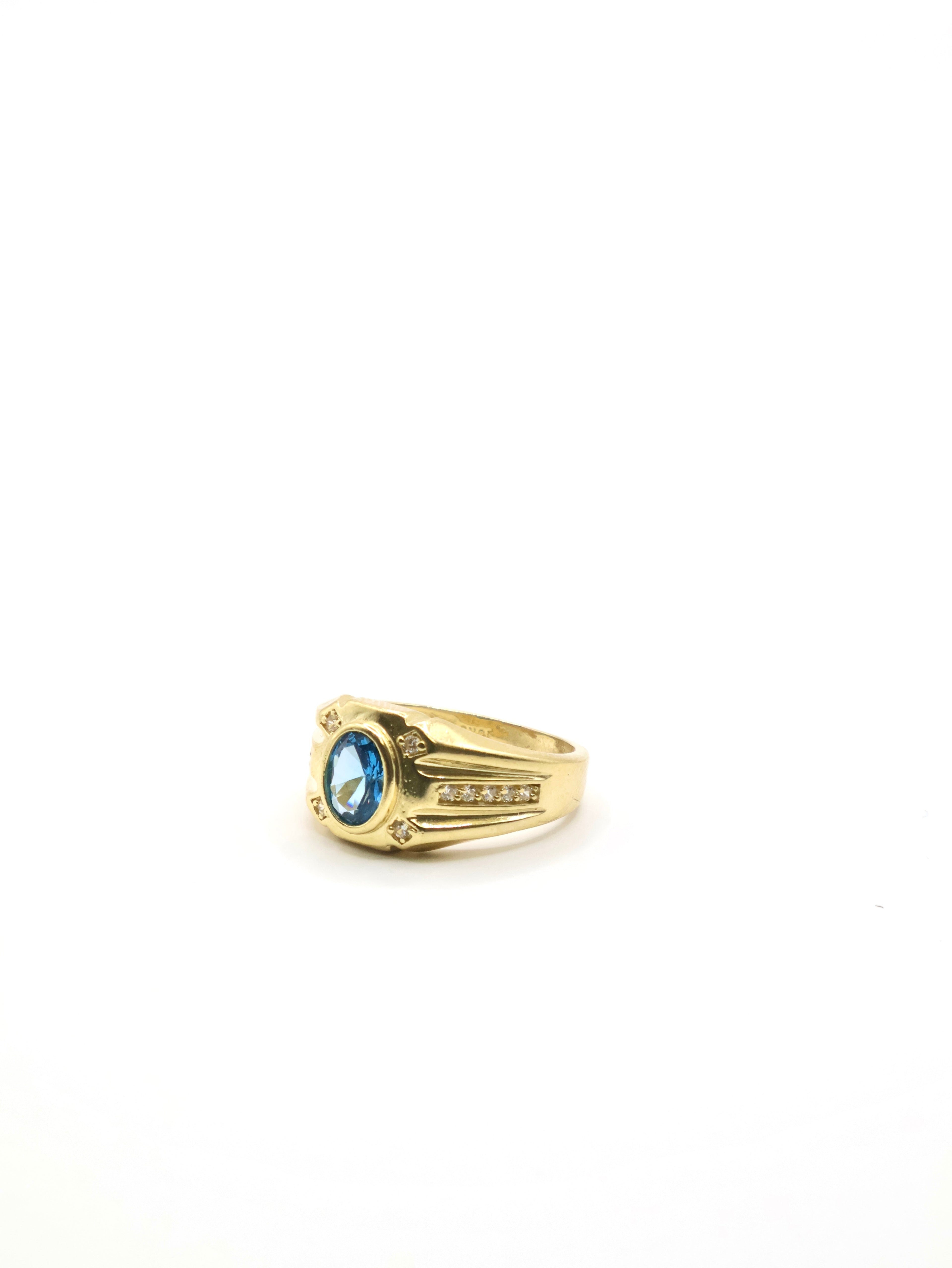 Anillo Pierda Azul Claro - 10K