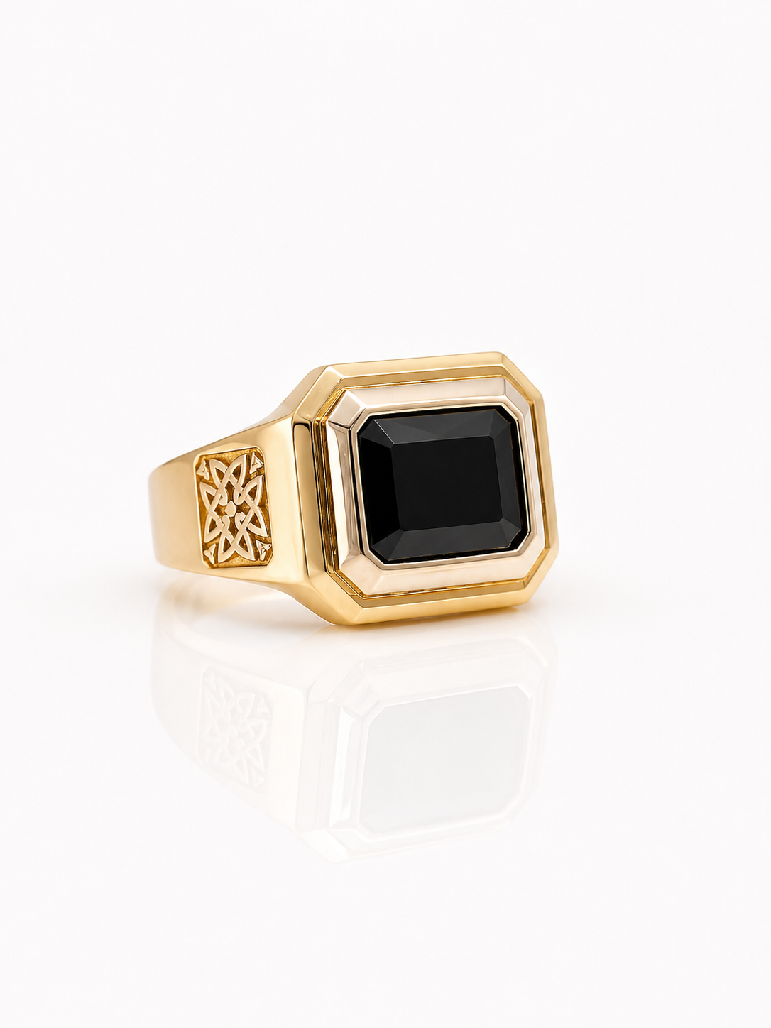 10K Gold Men’s Ring - Black Stone