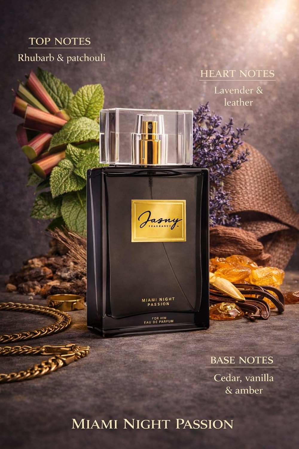 Jasny Fragrance Miami Night Passion &amp; Golden Sensation Perfume Set – Fragrances for Him &amp; Her (50ml each)