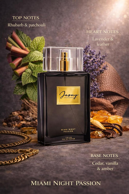 Jasny Fragrance Miami Night Passion &amp; Golden Sensation Perfume Set – Fragrances for Him &amp; Her (50ml each)