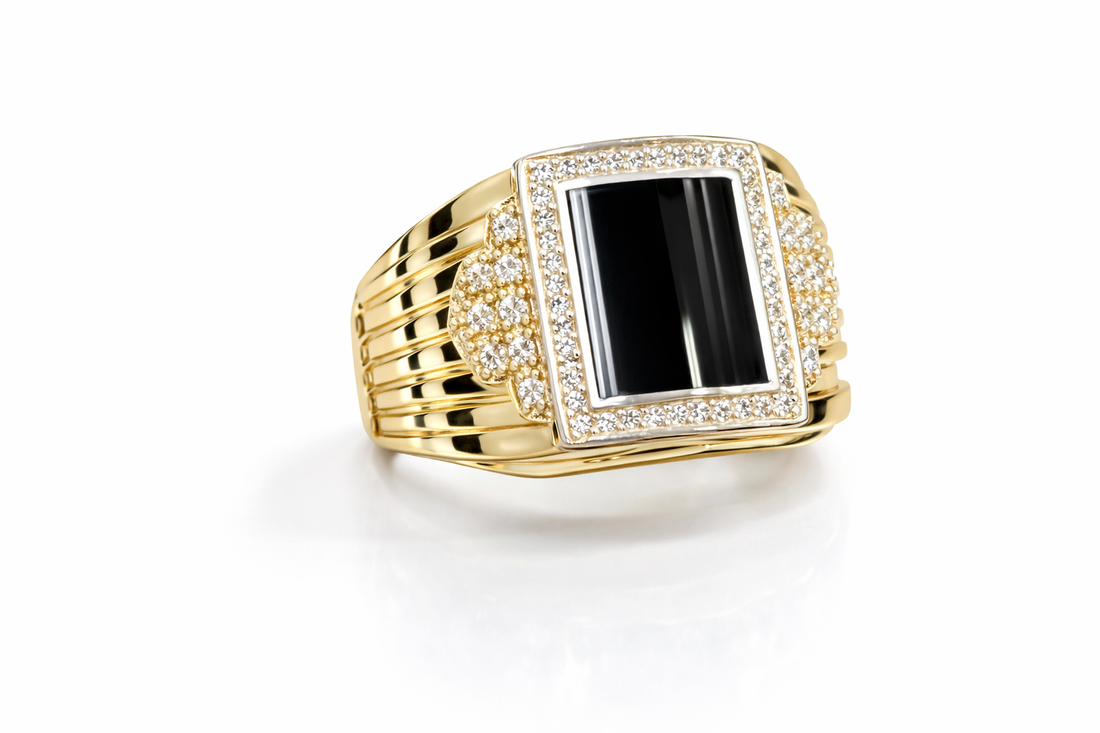 10K Gold Men’s Black Stone Ring