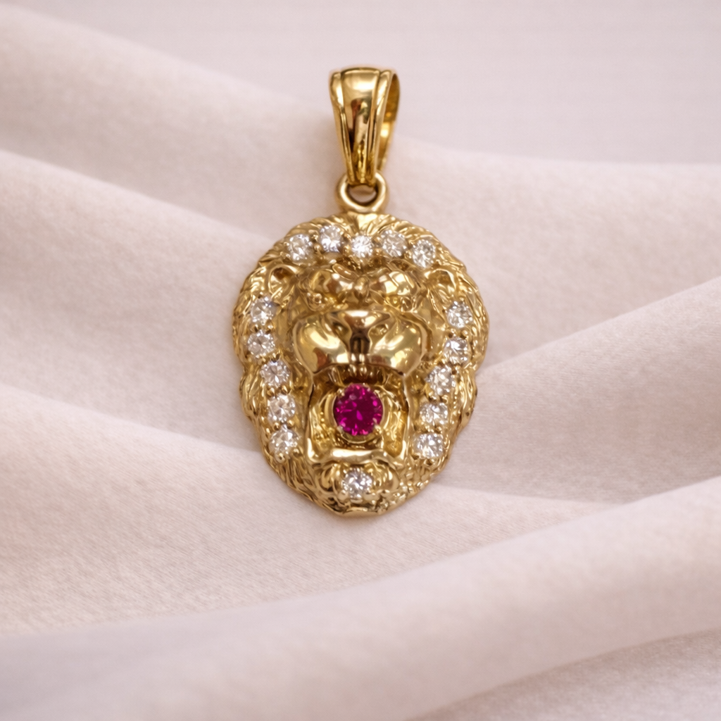 10K Gold Lion Pendant