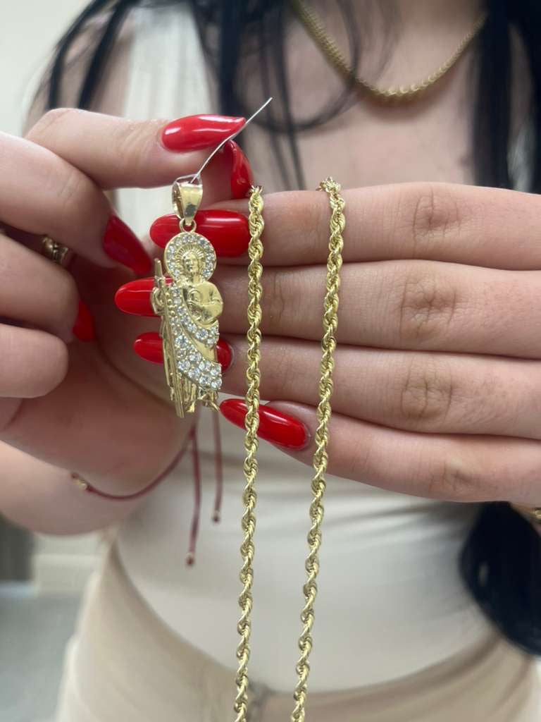 Set cadena y medalla oro 10k