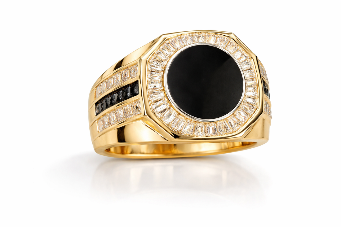 14K Gold Men’s Black Stone Ring