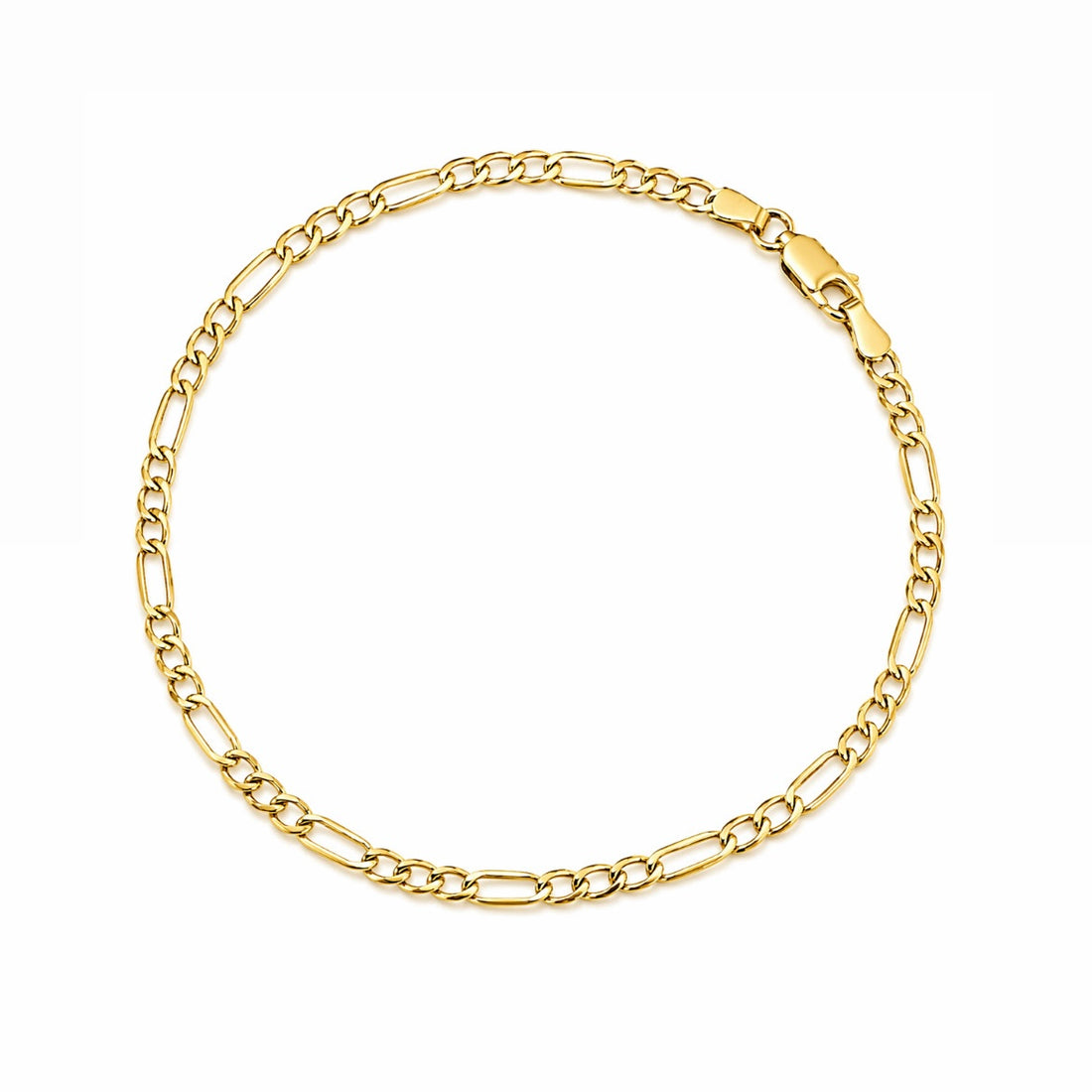 14K Gold Figaro Bracelet (3mm)