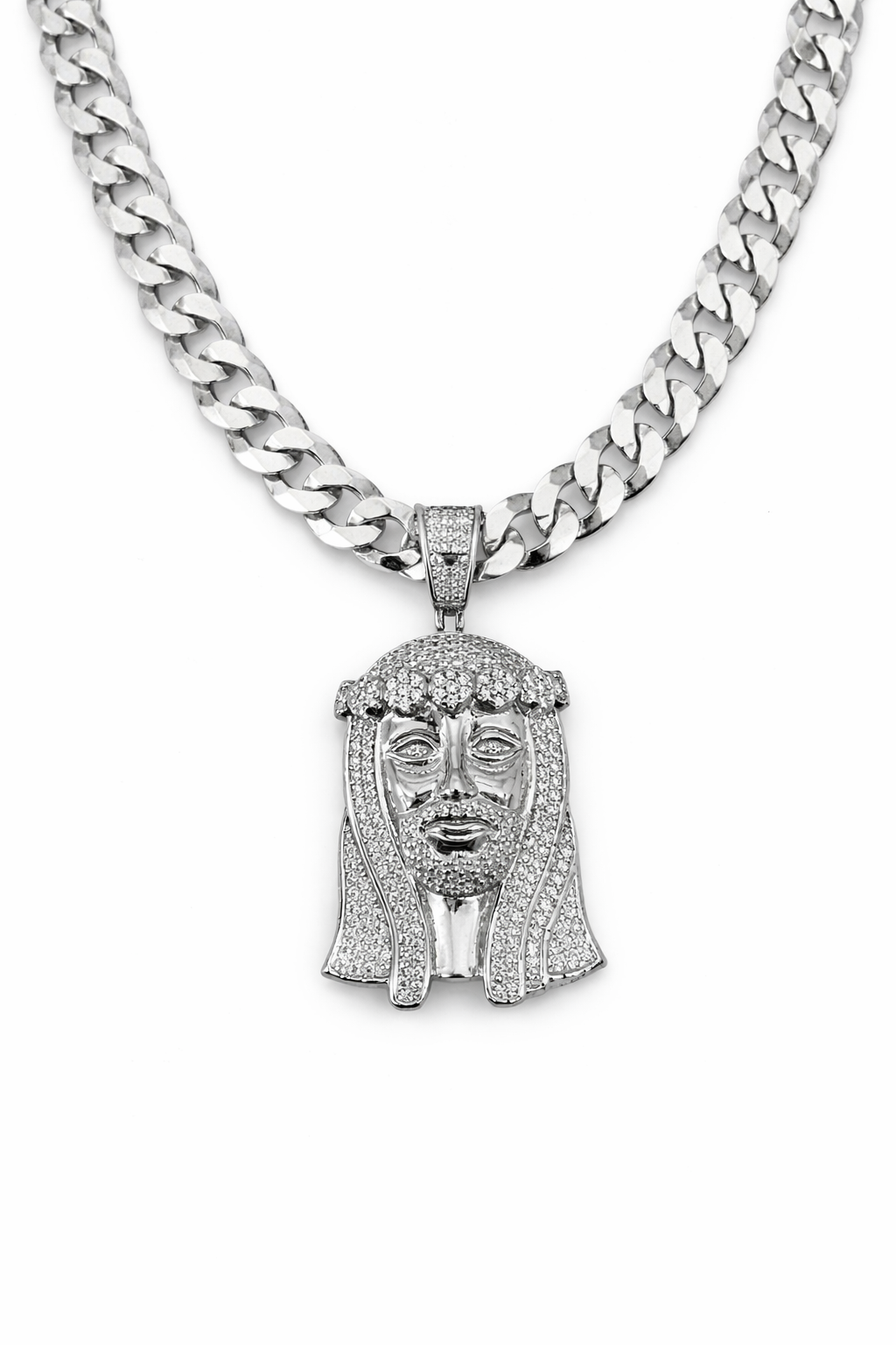 Curb Chain with Jesus Christ  – 925 Sterling Silver
