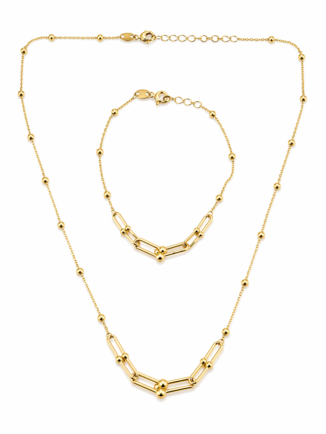 10K Gold Jewelry Set – Necklace &amp; Bracelet + Free Earrings