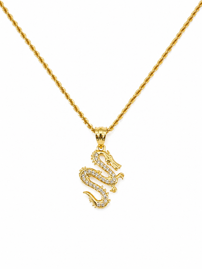 10K Gold Rope Hallow with Dragon pendant