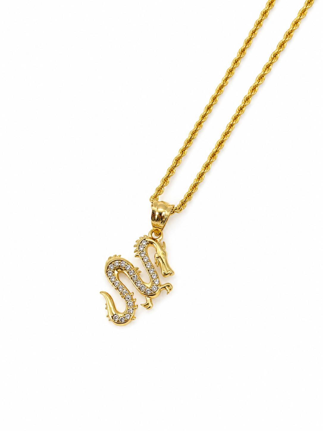 10K Gold Rope Hallow with Dragon pendant