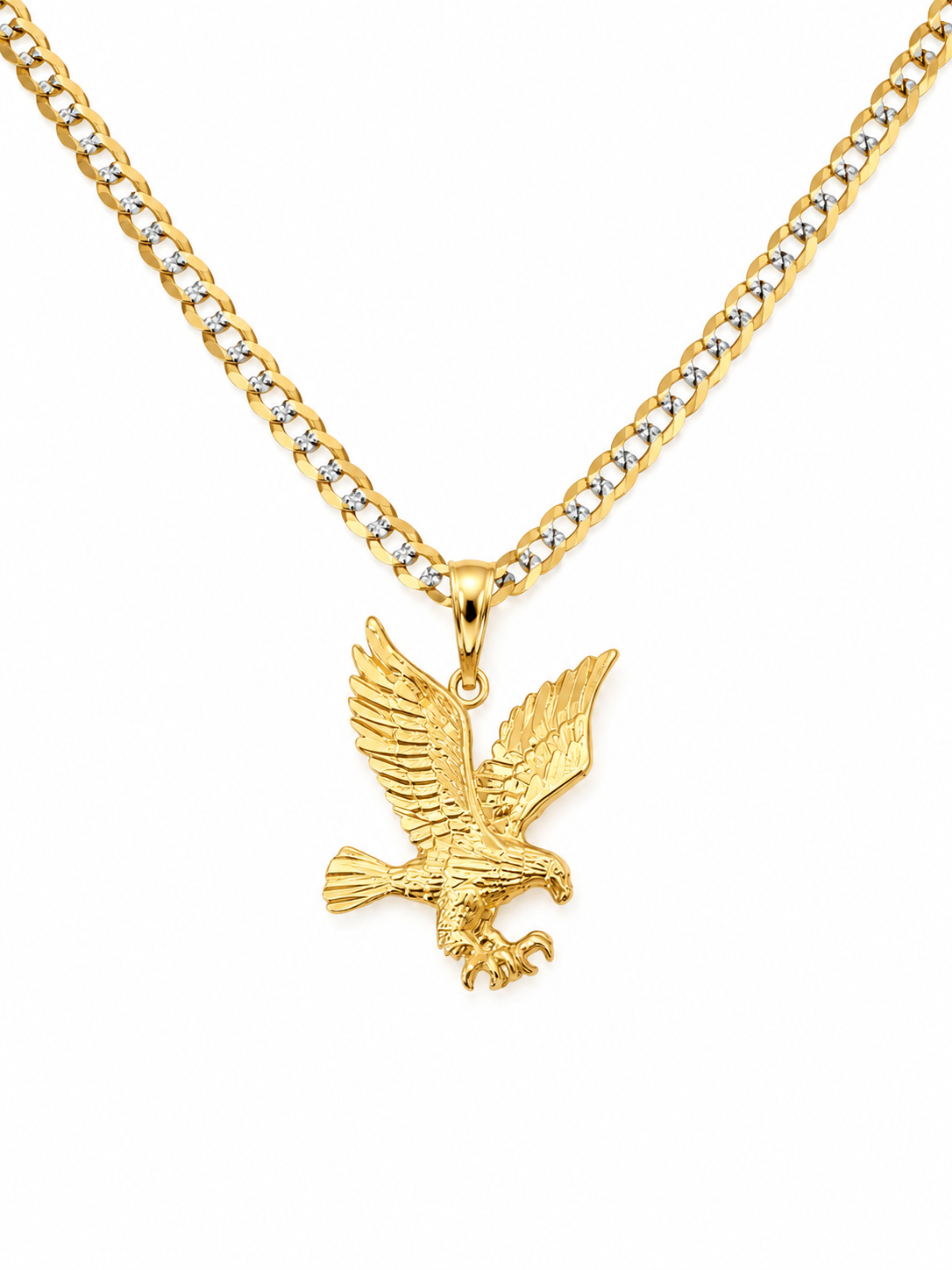 10K Gold Curb Chain with Eagle pendant