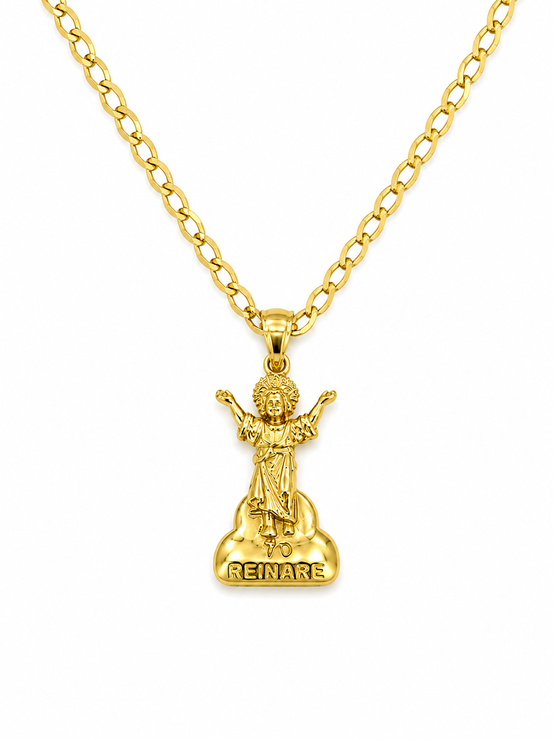10k Gold 24” 2mm Curb Link Chain with Angel Pendant