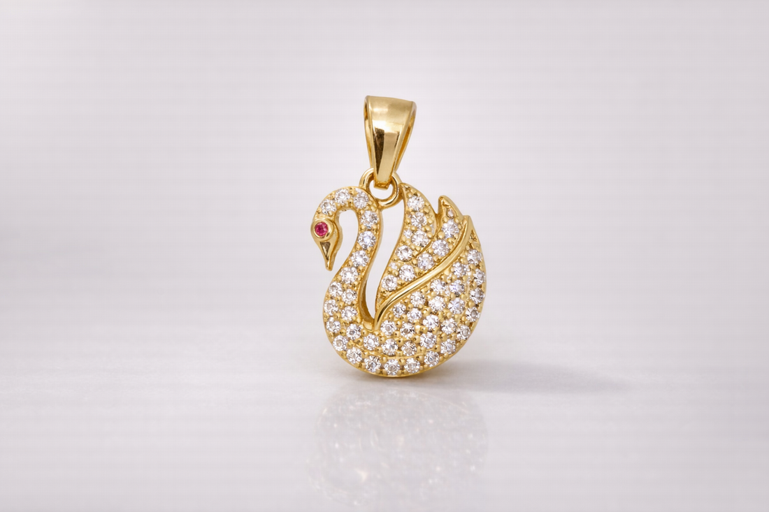 14k Gold Swan Pendant